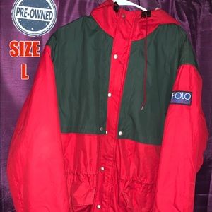 Vintage Polo Ralph Lauren Hi Tech Mountain Parka Red Jacket Men Sz Large Rare
